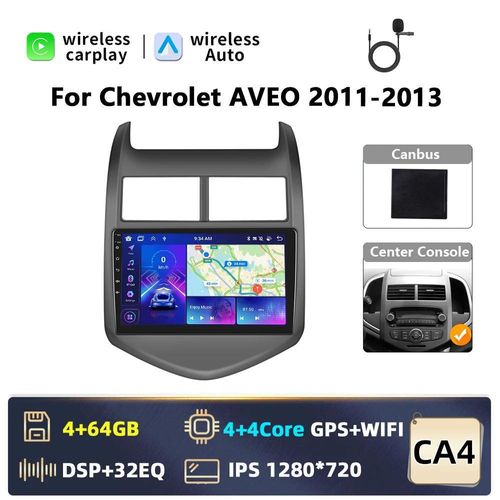 Autoradio für Chevrolet Aveo 2011–2013 - 2-DIN Android Multimedia - 23 cm Touchscreen - 6 GB RAM 128 GB ROM - FM 4x45 W - Lenkradsteuerung - Rot