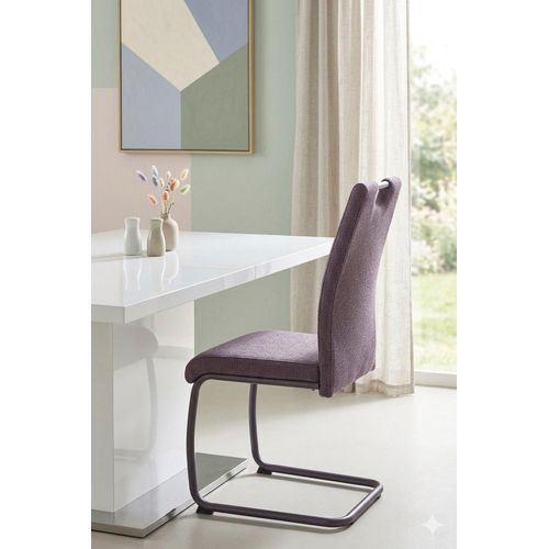 Freischwinger HELA "FLORENZ", lila (wildberry, wildberry, wildberry), B:43cm H:97,5cm T:61cm, Metall, Polyester, Stoff, Stühle, Freischwinger, Rundrohrgestell Matching Colour, gepolstert, mit Griff