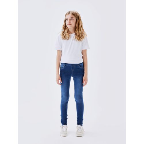 Jeansjeggings NAME IT "LEGGINGS – Extraeng mit hohem Komfort und Gürtelschlaufen", Mädchen, Gr. 92, N-Gr, blau (schwarz, blau, denim), Denim/Jeans, Obermaterial: 57% Lyocell, 31% Polyester, 10% Viskose, 2% Elasthan, unifarben, extraeng lang, Jeans, unifarben, casual, extraeng, Denim/Jeans