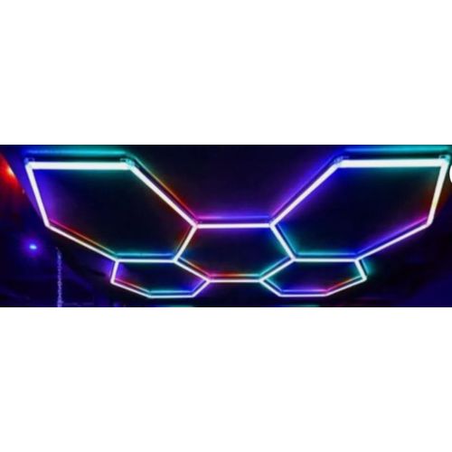 7390 LED Hexagon Leuchte RGB mit Lauflichtfunktion Netzteil + Fernbed.