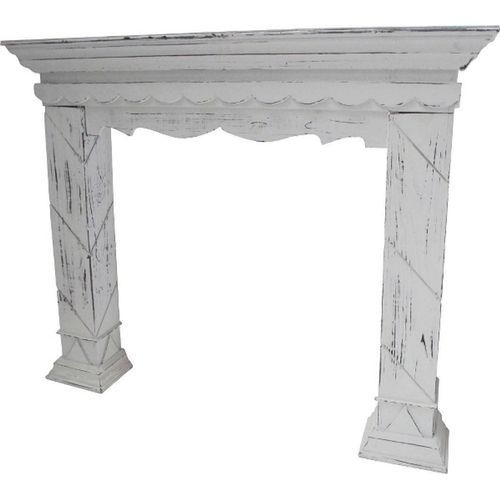 Casa Padrino Landhausstil Kaminumrandung Antik Weiß 116 x 22 x H. 99 cm - Handgefertigte Kaminumrandung im Shabby Chic Look