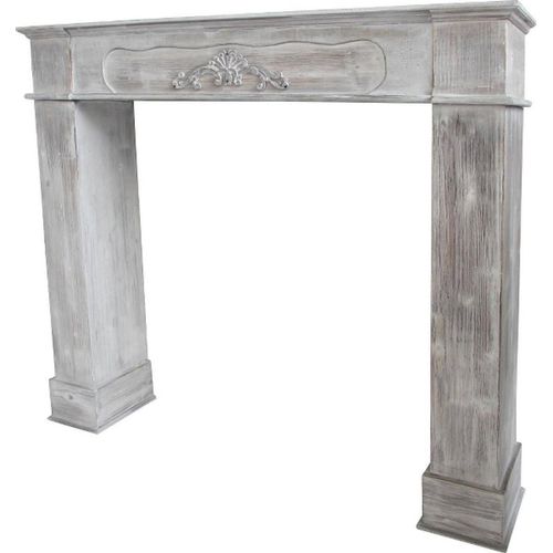 Casa Padrino Landhausstil Kaminumrandung Antik Graubraun 108 x 23 x H. 98 cm - Handgefertigte Kaminumrandung im Shabby Chic Look