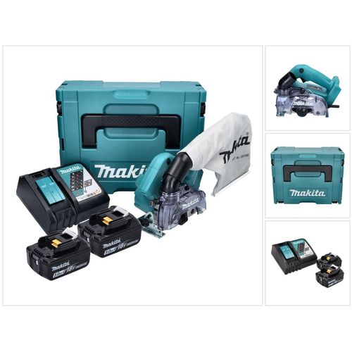 Makita DCC 500 RTJ Akku Diamantschneider 18 V 125 mm Brushless + 2x Akku 5,0 Ah + Ladegerät + Makpac