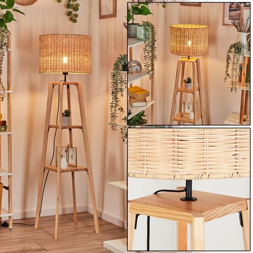 Campobasso Stehlampe aus Holz/Korbgeflecht in Naturfarben