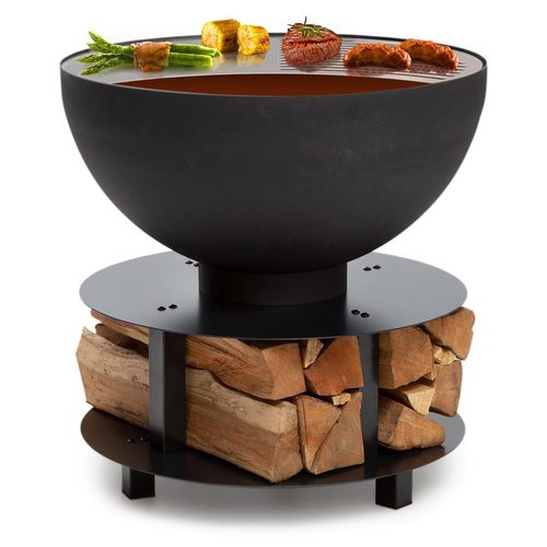 Blumfeldt Feuerschale, Tragbare Feuerschalen für den Garten, Outdoor Feuerstelle, Feuerschalen mit Grillrost, Feuerschale Groß, Gartenfeuerschale für Balkon & Terrasse, 60 x 56 x 60 cm