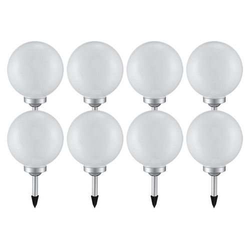 8er Set LED Solarleuchte, Kugel weiß, H 62 cm