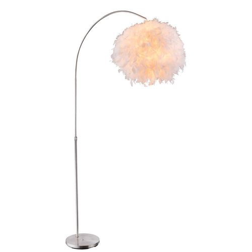 LED RGB Stehlampe, Feder Schirm, weiß, dimmbar, H 196 cm