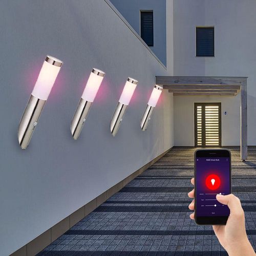 4er Smart RGB LED Wandlampe, opal, Bewegungsmelder, H 40 cm