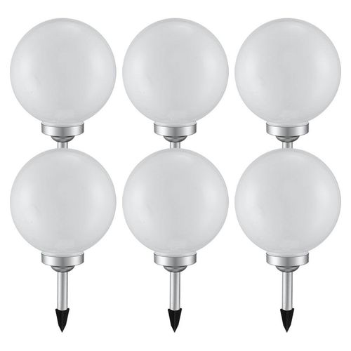 6er Set LED Solarleuchte, Kugel weiß, H 65 cm