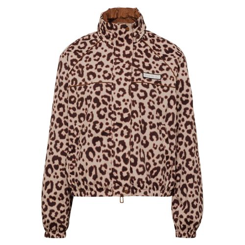 Outdoorjacke Braun 46 mit Kapuze, markantem Leo-Dessin, leicht & pflegeleicht