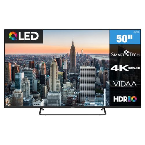 Smart Tech 50QV02K QLED Fernseher 50 Zoll Smart TV VIDAA HDR Fernseher mit 4K UHD, Bluetooth (2026)