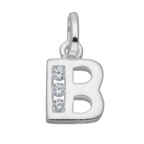 Namenskette ADELIA´S "Halskette - Namenskette mit Buchstabenanhänger B mit Zirkonia", silber, Halsketten, Damen, Silber 925 (Sterlingsilber), Schmuckset mit bis 45 cm stufenlos verstellbarer 925 Silber Halskette