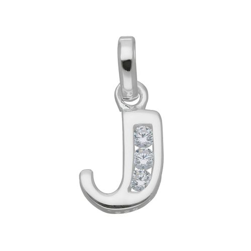 Namenskette ADELIA´S "Halskette - Namenskette mit Buchstabenanhänger J mit Zirkonia", silber, Halsketten, Damen, Silber 925 (Sterlingsilber), Schmuckset mit bis 45 cm stufenlos verstellbarer 925 Silber Halskette