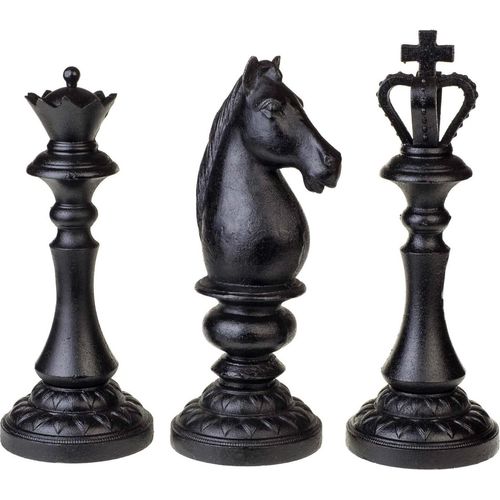 Schachfiguren 34cm Figur Pferd König Dame Schach Gusseisen Eisen im Antik-Stil