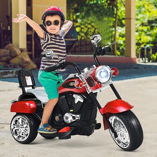 GOPLUS Elektromotorrad mit Hupe, Elektrofahrzeug Dreirad Kindermotorrad mit Vor-und Rückwärtsschalter, 6V Akku/Elektrisches Motorrad, Mortorcycle für Kinder