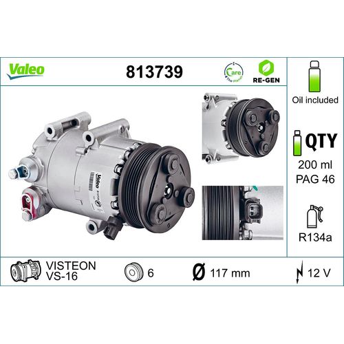 VALEO Kompressor, Klimaanlage AUSTAUSCHTEIL 813739 für Ford