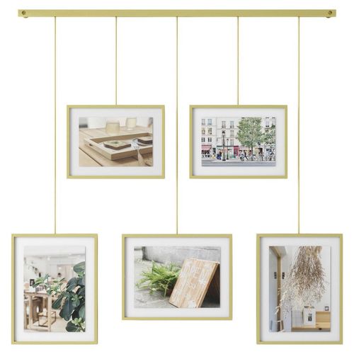 Umbra Collagen-Bilderrahmen, Gold, Metall, Glas, 5-teilig, 79.4x3.2x69.5 cm, Bilder und Zubehör, Bilderrahmen, Bilderrahmen-Collagen