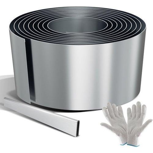 Gegalvaniseerde Staal Gazonrand 30 m x 15 cm, Dauerhafter Rasenrand für Einfriedungen, Wege und Rasenränder Silber