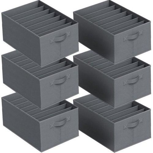 Graue Kleiderorganisatorbox mit 7 Fächern, falterbares System, 44x30x20cm