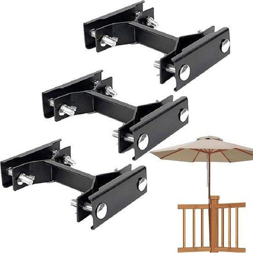 Terrasparapluhalter, 3-tegige Terrasparapluhalter, für Balkon, befestigbar an Geländer, Terrasparapluhalter mit 3 Halterungen