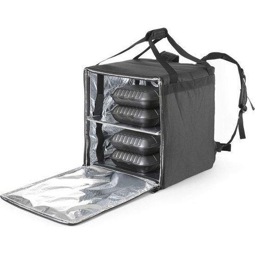 Thermische Lieferkorb - Pizza & Lebensmittel Lieferkorb, thermischer Lieferkorb, Lebensmittel-Tasche, Pizzatasche, für die Lieferung von Bestellungen per Fahrrad oder Motorrad, leicht, isoliert, 410x410x(h)490mm, schwarz []