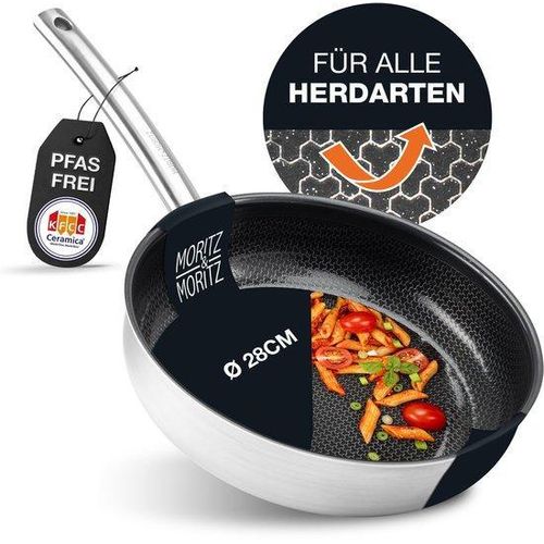 Edelstahl-Pfanne 28cm Keramik Anti-Anback