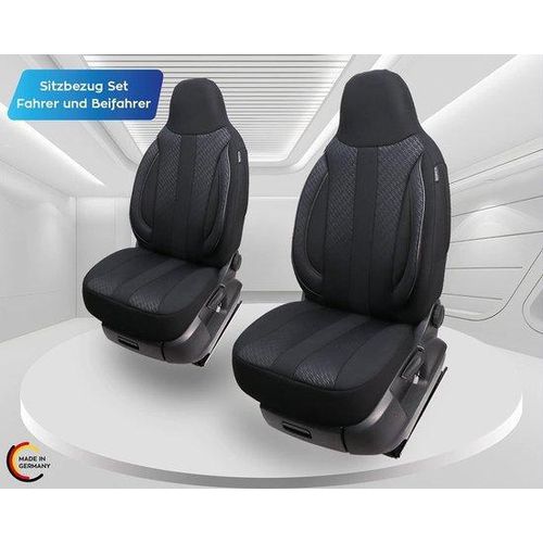 Autositzbezüge, passend für Smart fortwo 451 (Fahrer- und Beifahrersitz) der Modelljahre 2007–2014 / Autositzbezüge, 2er-Set, schwarz (SMD504)
