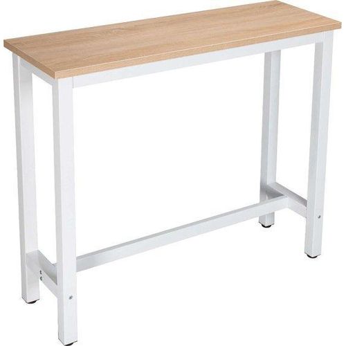Rechte Bartafel - Binnen- und Außenverwendung - Metall und Klasse E1 MDF - Weiss/Licht Eichen, 120 x 40 x 100