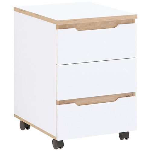 Mid.you Rollcontainer , Weiss, Eiche Artisan , Holzwerkstoff , 3 Schublade(n) Schubladen , 45x66x55 cm , Büromöbel, Container, Rollcontainer