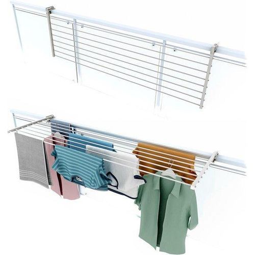 Dachterrasse-Trocknungsständer Biegbar Dauerhaft Edelstahl Aluminium für Terrasse Balkon und Balustrade 162 cm Weiss