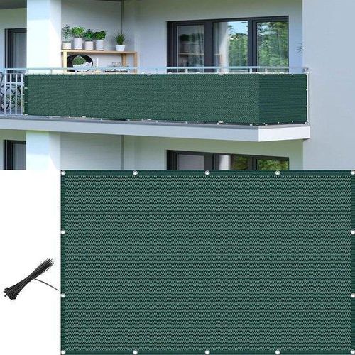 Balkon-Sicherheitsgeflecht aus HDPE - Dunkelgrünes Sichtschutznetz, 140 x 510 cm