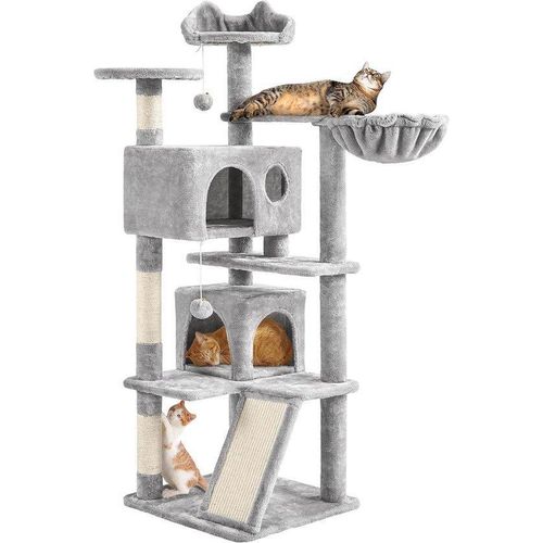 Katzenspielplatz mit mehreren Ebenen und Plattformen - Unterhaltung für die Kleinen - 137 cm - Himmelblau-Grau