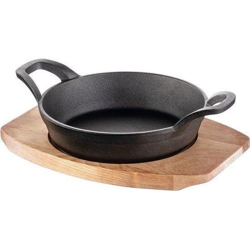 Kleine gusseiserne Pfanne 16cm mit Holzgriff