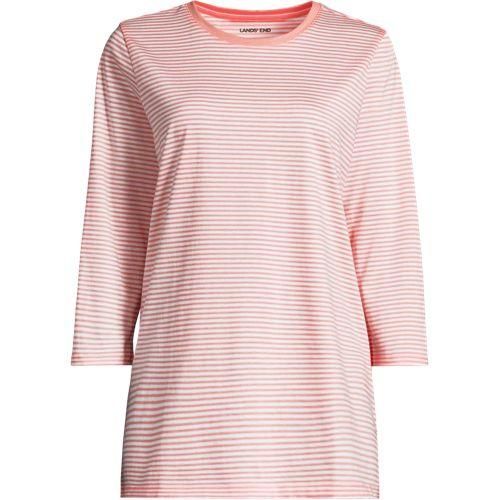 Supima-Shirt mit 3/4-Ärmeln für Damen, Damen, size: regular, Pink, Baumwolle, by Lands' End