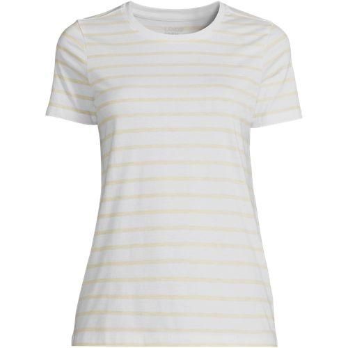 Supima Kurzarm-Shirt mit rundem Ausschnitt für Damen, Damen, size: regular, Beige, Baumwolle, by Lands' End