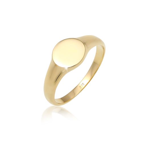 Siegelring ELLI PREMIUM "Siegelring rund 375 Gelbgold" Gr. 56, gold, Fingerringe, Damen, 56mm, Gelbgold 375, 5mm, Siegelring