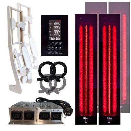 SET Infrarotstrahler 2x InfraROTmed MAX© 500W + 2x 750W + icon 4 TOUCH + 2x Lehne für Infrarotkabine selber bauen, Vollspektrumstrahler zum Einbau