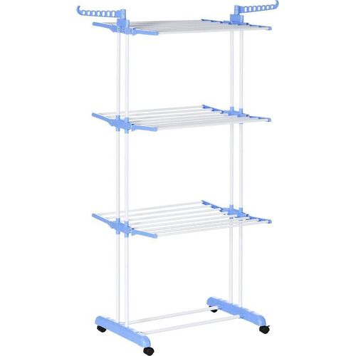 Handgebaarde Droogrek Blauw/Wit Stabiel Met Wielen