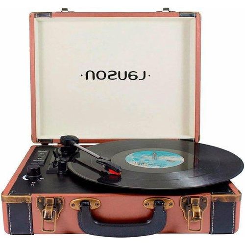 Portable Vinyl Rekorder Koffer mit Lautsprecher - USB und SD - RCA-Ausgang - Braun