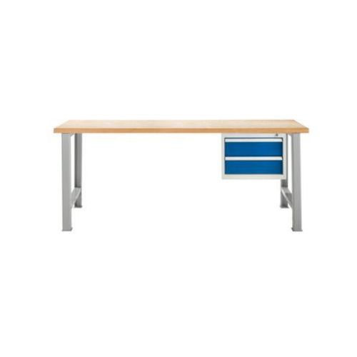 Modulare Werkbank Schäfer Shop Select, Grundeinheit, Buche Multiplexplatte, bis 500 kg, B 2000 x T 700 x H 840 mm, Enzianblau ral 5010