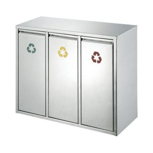Wertstoff-Sortieranlage aus Edelstahl, 3 x 8 l