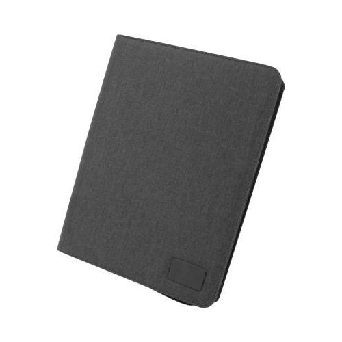 Schreibmappe Stop PALAU RPET, A4, Tabletfach, Handy-/Tabletaufsteller, Multifunktionsbänder, Block, Reißverschluss, RPET, anthrazit