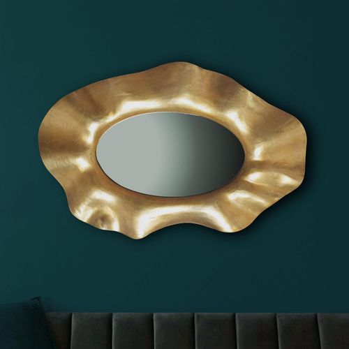 Wandspiegel Asymmetrisch Metall Gold 60x90 cm Modern