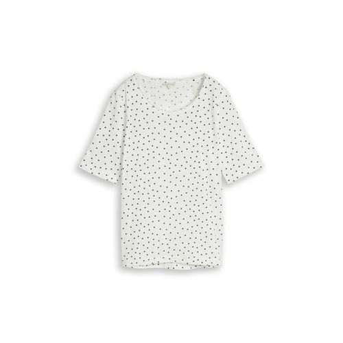 TOM TAILOR Damen T-Shirt mit Punktemuster, weiß, Gepunktet, Gr. XS