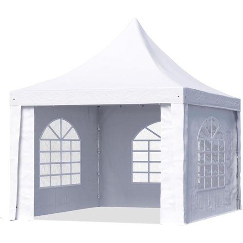 TOOLPORT Pagodenzelt Pavillon 3x3 m schnell & einfach zu montieren mit Fenstern - robuste PVC-Plane 700 weiß