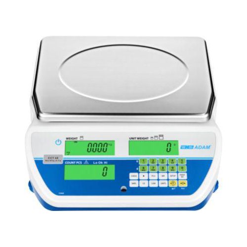 Tisch-Zählwaage Adam CCT 16UH, Wägebereich 0,1 g-16 kg, LC-Display, RS-232, Netzanschluss/Akku, B 326 x T 355 x H 115 mm, Edelstahl, weiß-blau