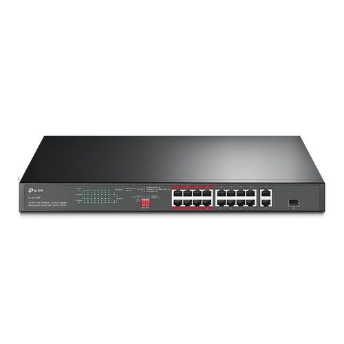 TP-Link TL-SL1218P 16-Port 10/100 Mbps + 2-Port Gigabit Rackmount Switch mit 16-Port PoE+