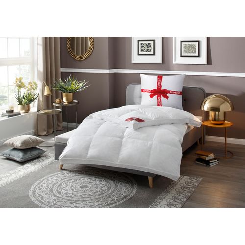 Federbettdecke RIBECO "Emily", weiß, B:135cm L:200cm, Bezug: 100% Baumwolle. Füllung: 100% Federn, Bettdecken, Mit über 600 positiven Kundenbewertungen