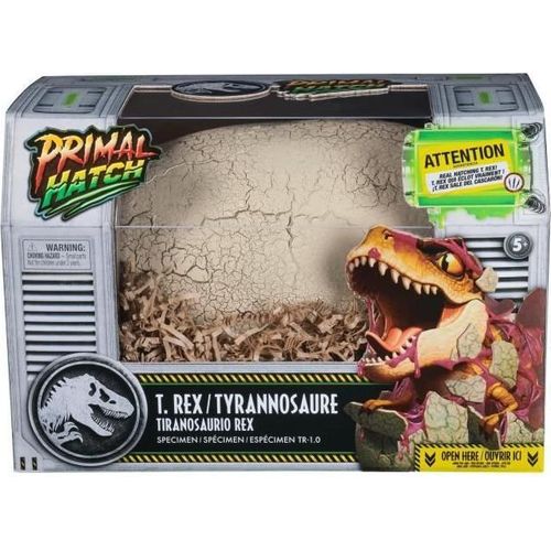 Interaktives T-Rex Dino-Ei zum Ausbrüten, Primal Hatch Jurassic World, 100+ Sounds & Interaktionen, 2 Zubehörteile, 5+ Jahre
