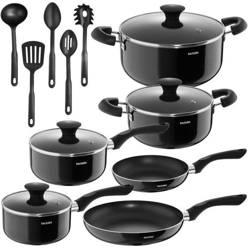 tectake Kochtopfset, Schwarz, Metall, Rund, Kochen, Töpfe, Topfsets
